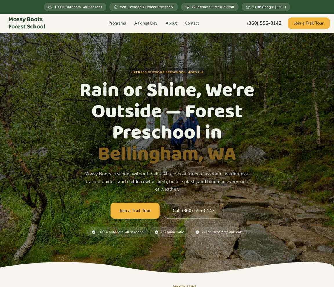 Nature / Forest School website template preview