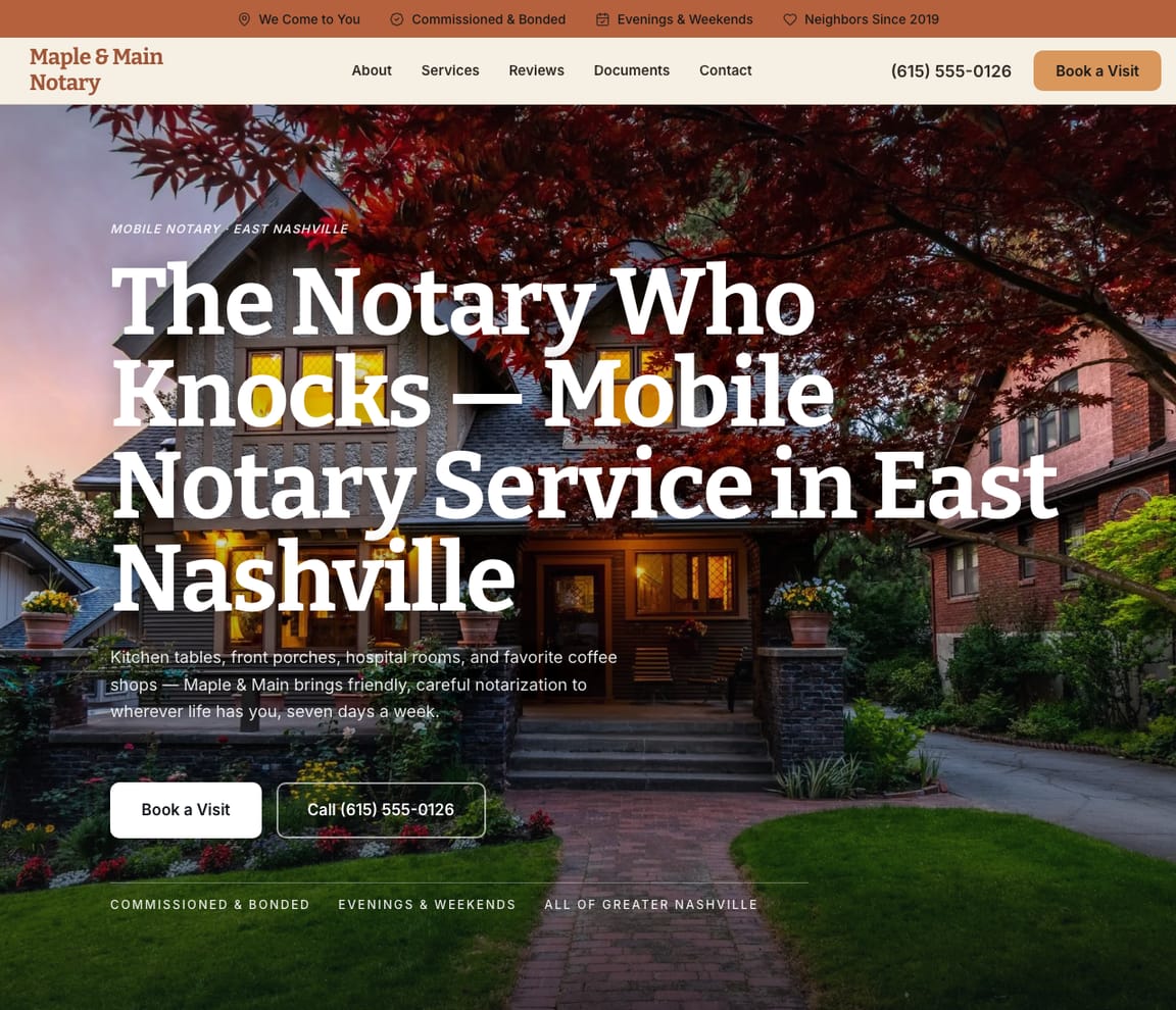 Neighborhood Notary website template preview