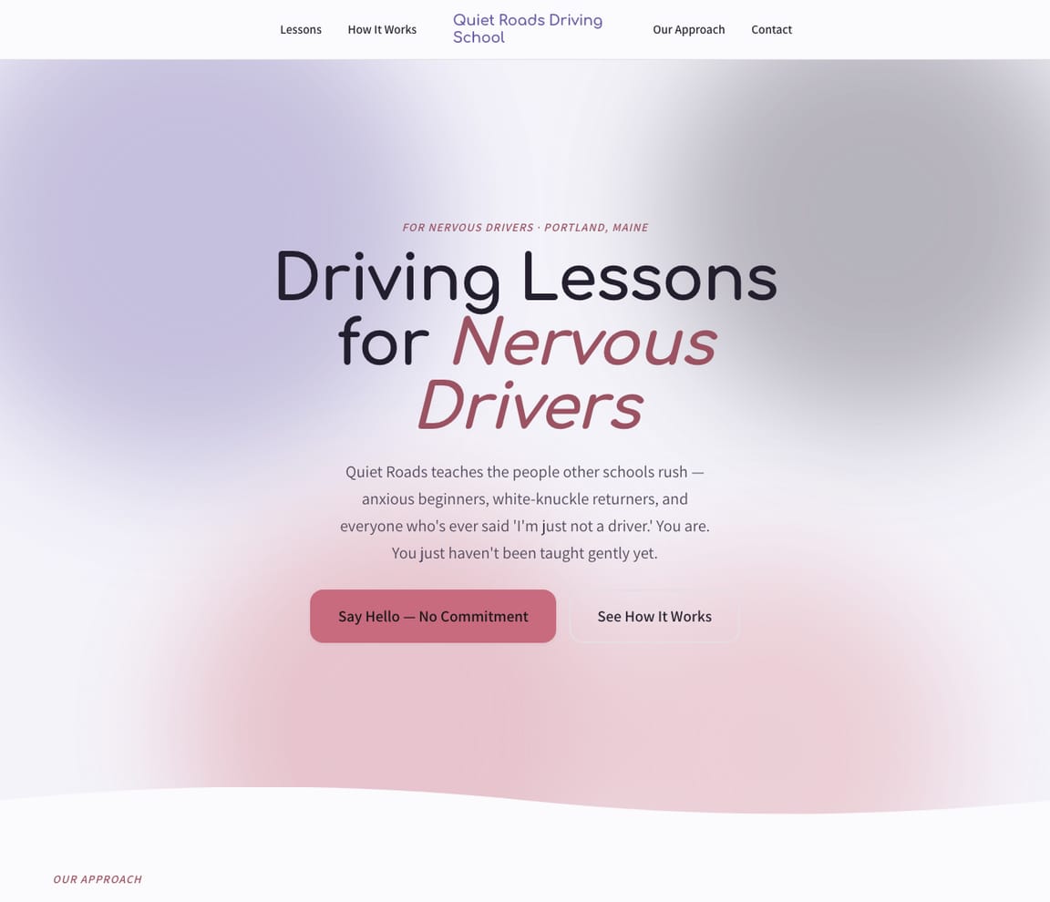Nervous Driver Lessons website template preview