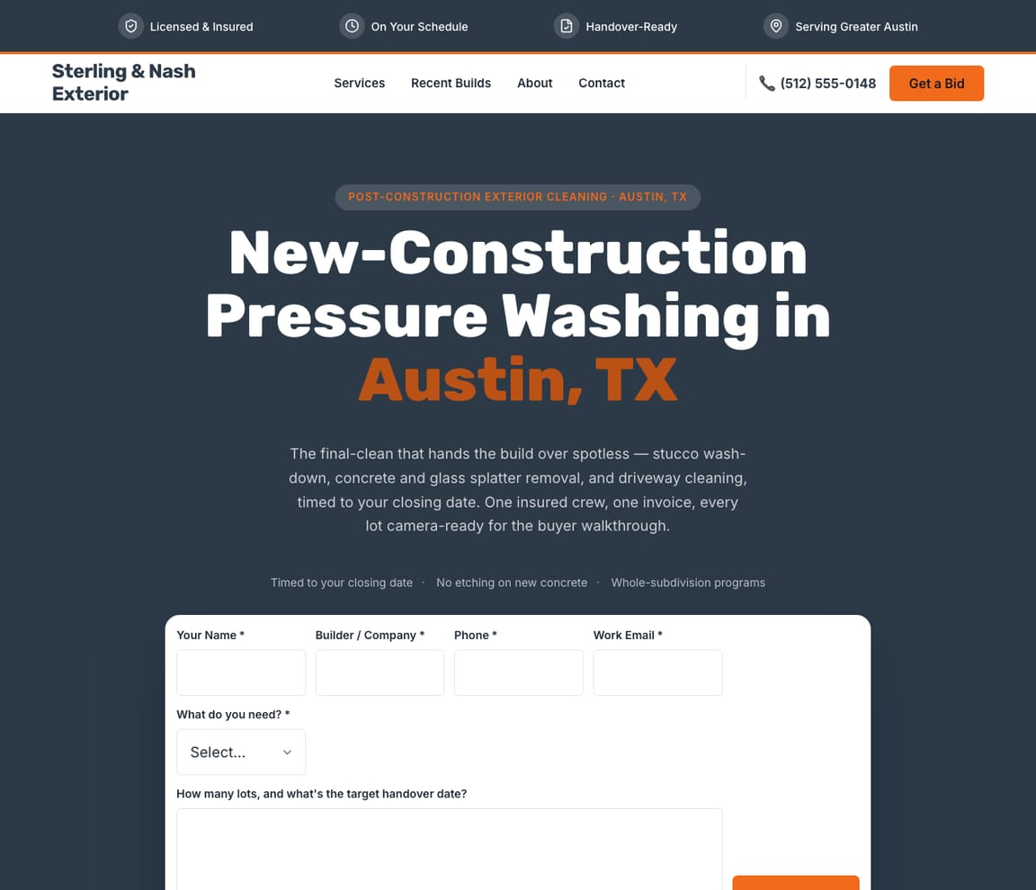 New-Construction Cleaning website template preview