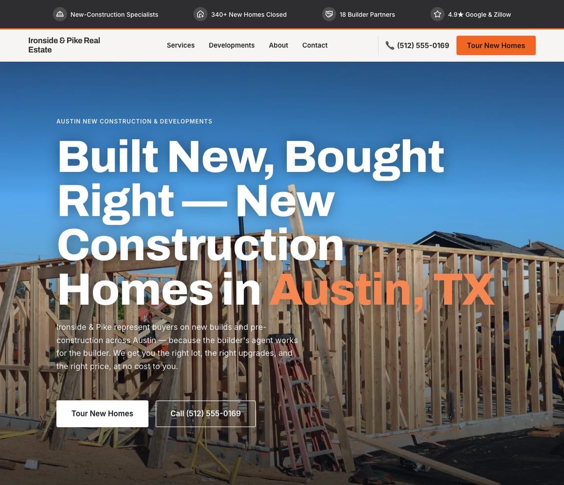 New Construction & Developments Agent website template preview