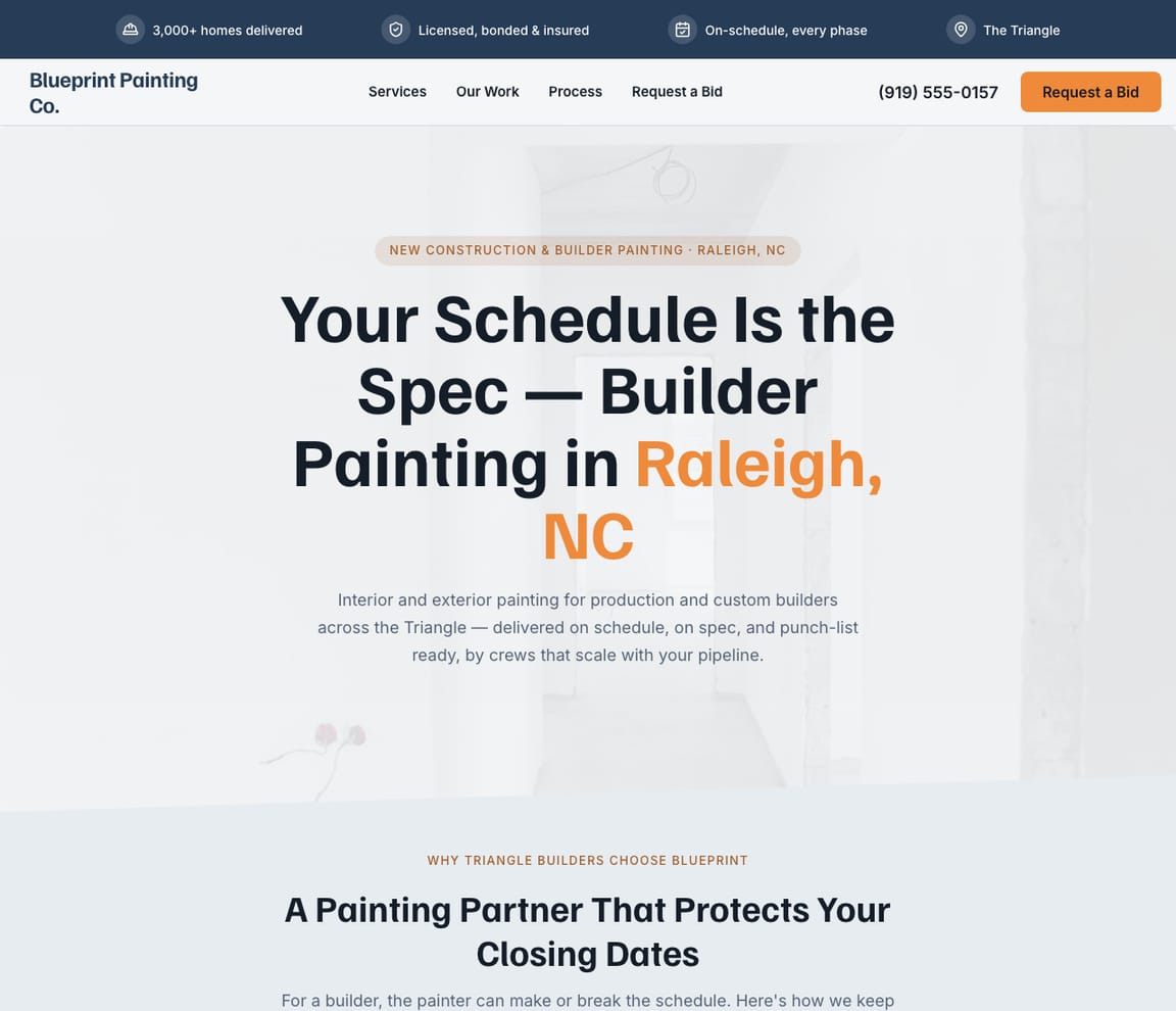 New Construction Painting website template preview
