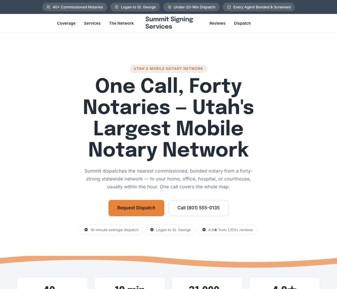 Notary Network website template preview