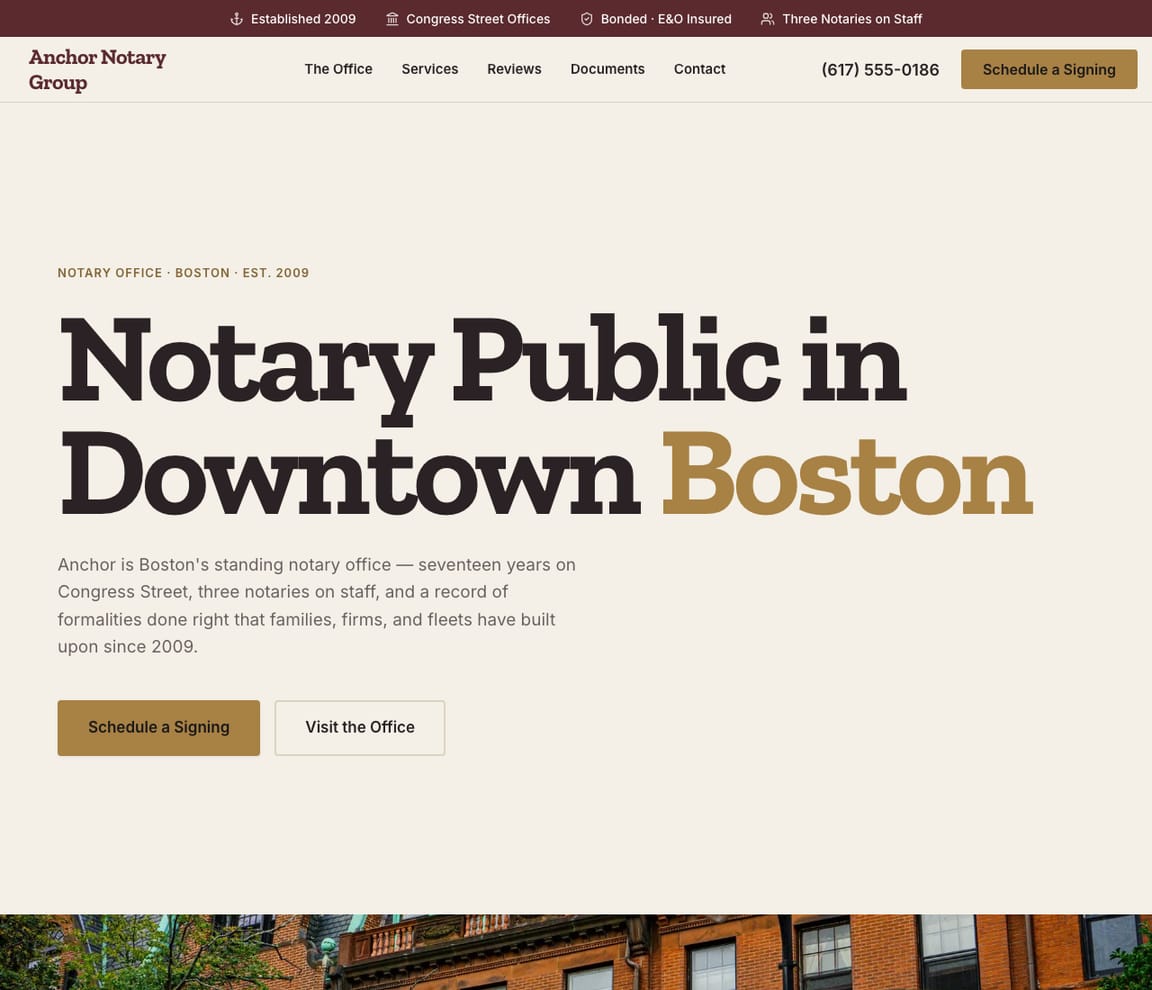Established Notary Office website template preview