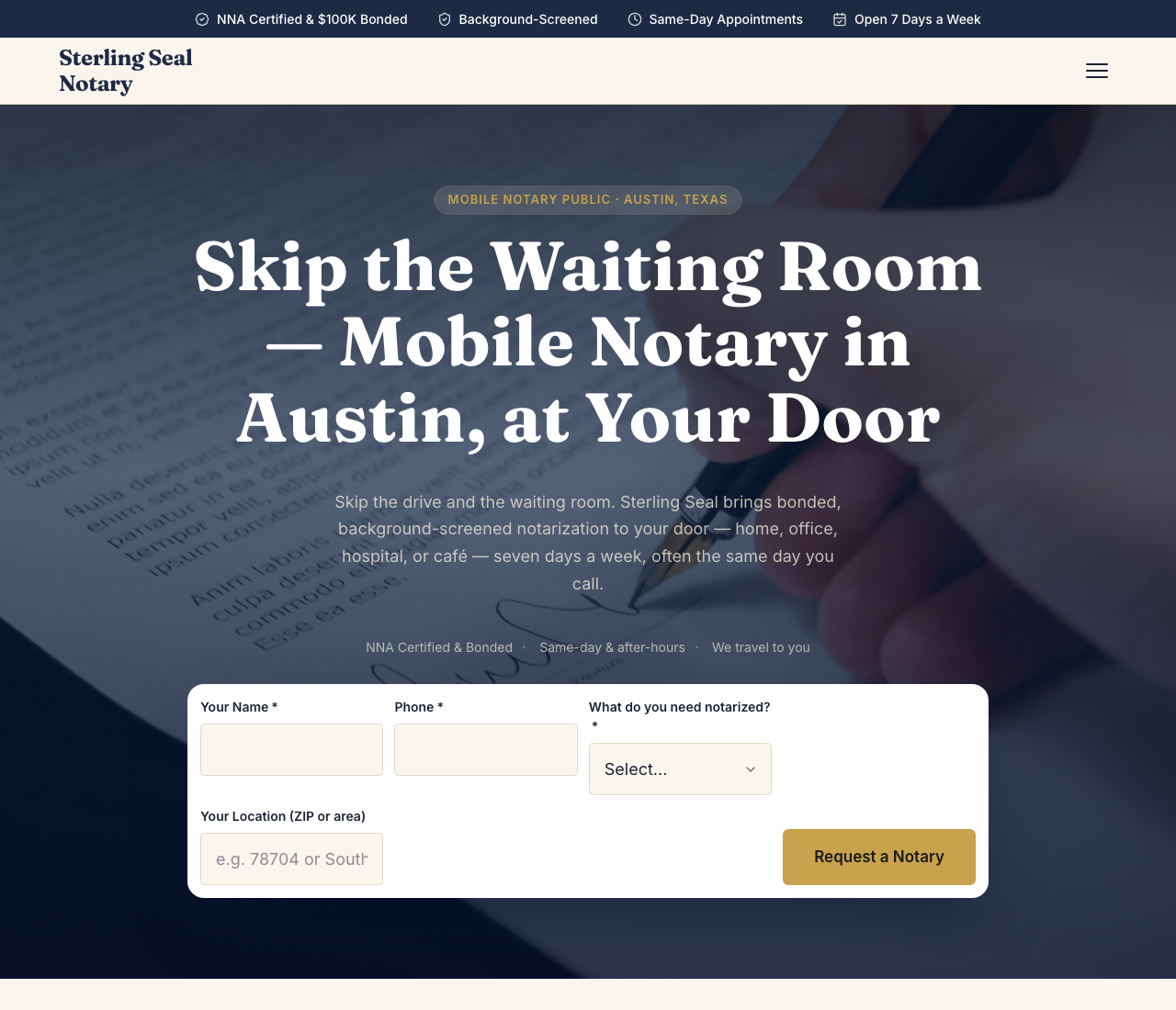 notary website template