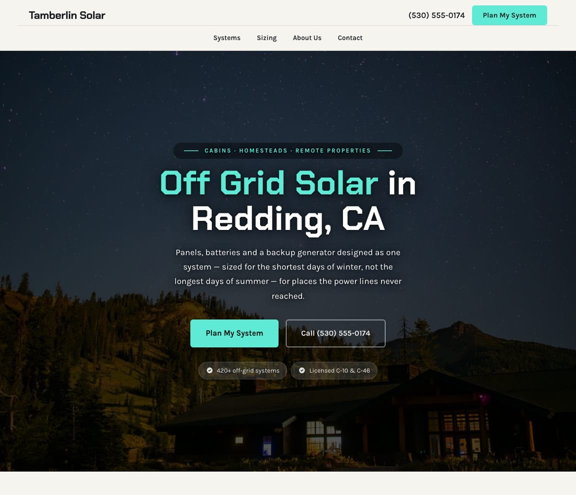Off-Grid Solar website template preview