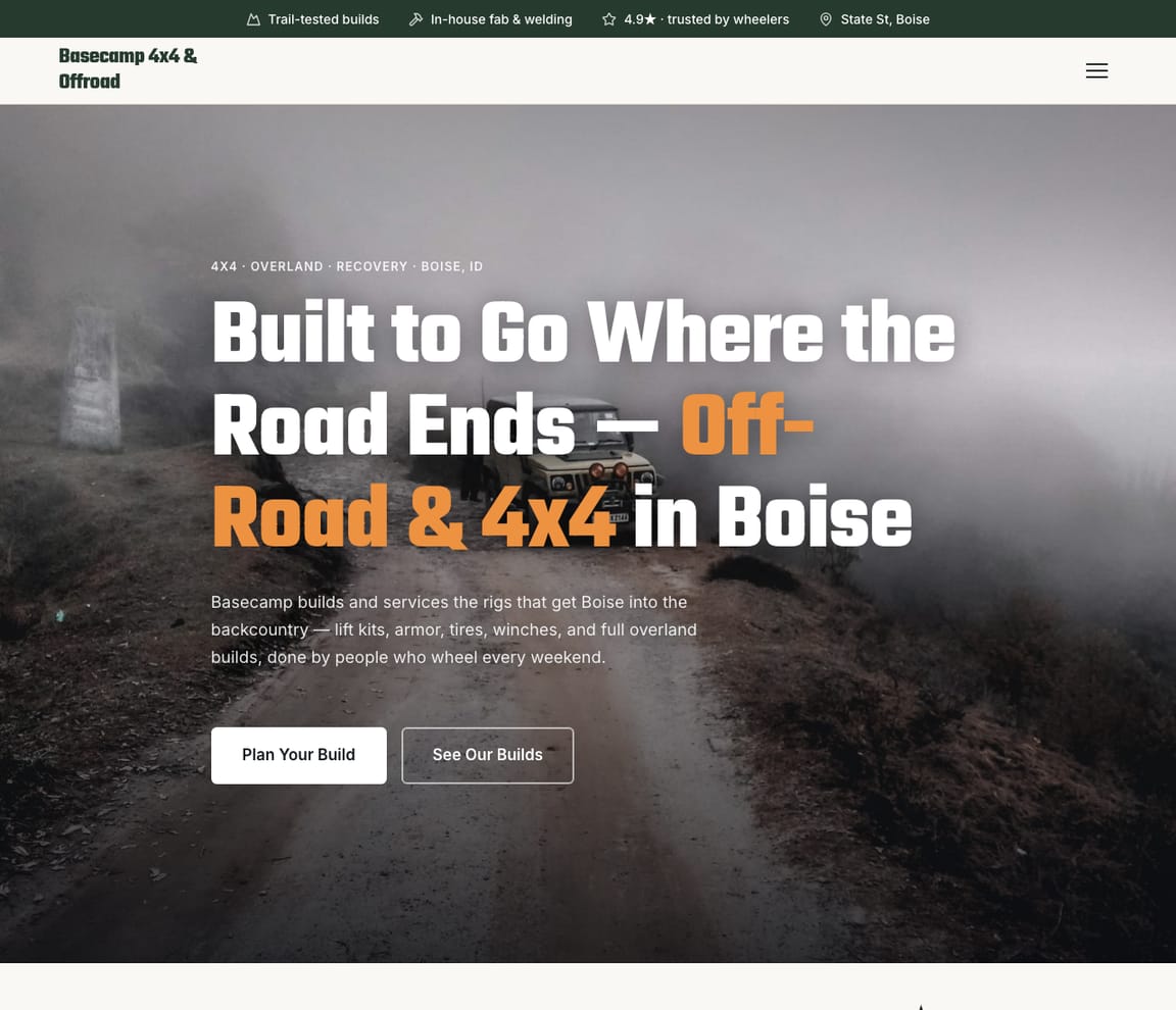 Off-Road & 4x4 website template preview
