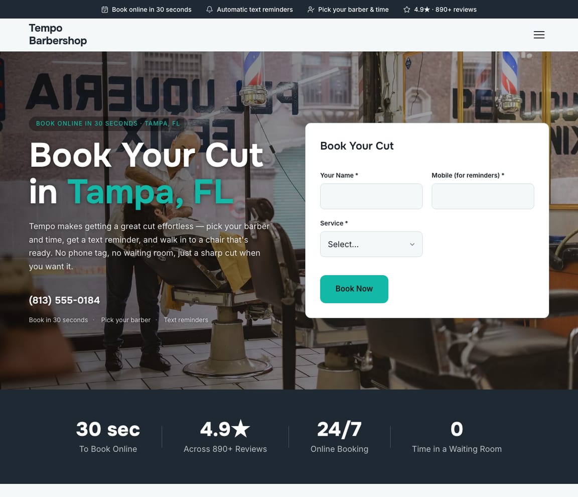 Online-Booking Barbershop website template preview
