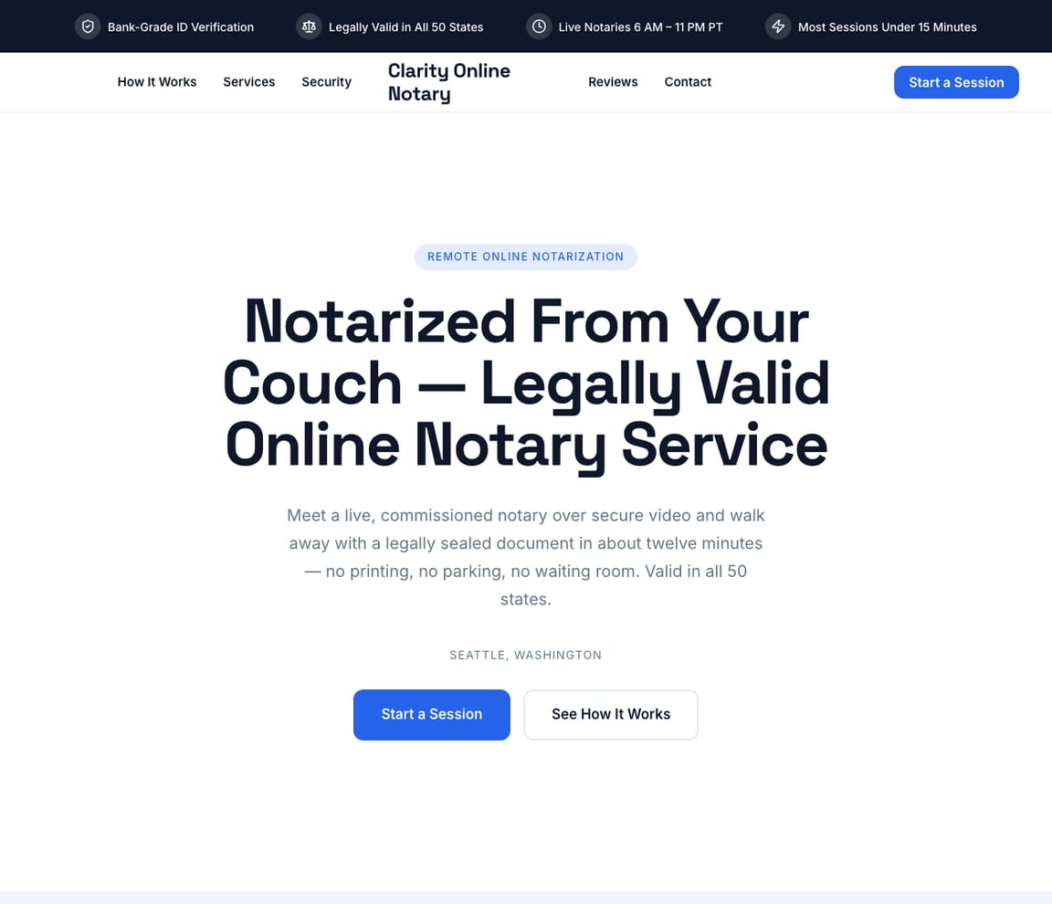 Online Notary website template preview