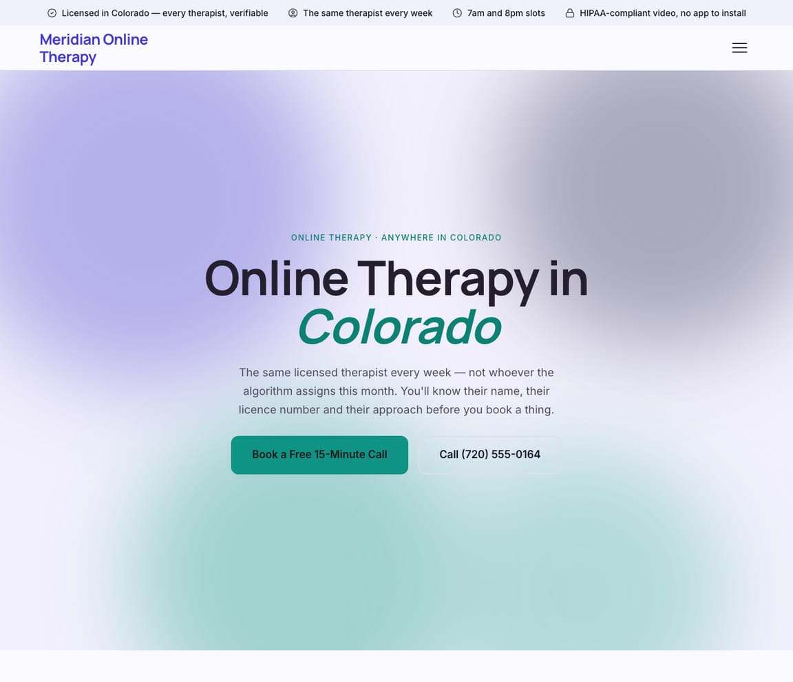 Online & Teletherapy Practice website template preview