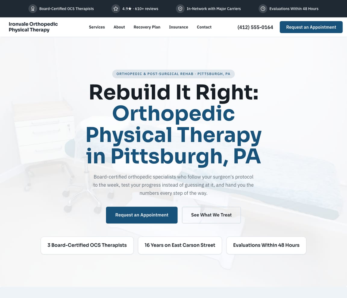 Orthopedic Physical Therapy website template preview