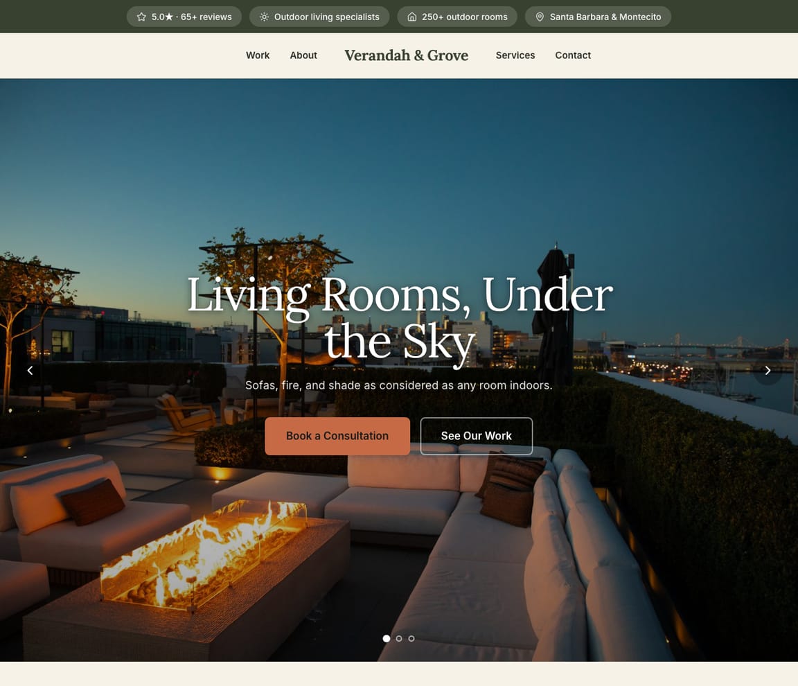 Outdoor Living Designer website template preview