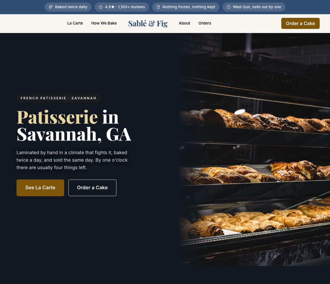 French Patisserie & Cafe website template preview