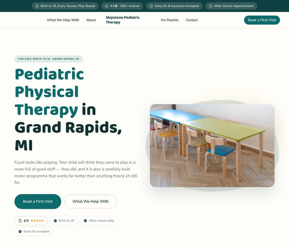 Pediatric Physical Therapy website template preview