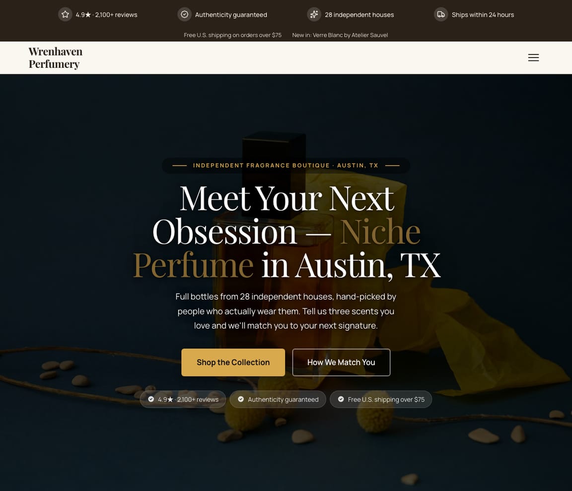 Perfume & Fragrance Boutique website template preview