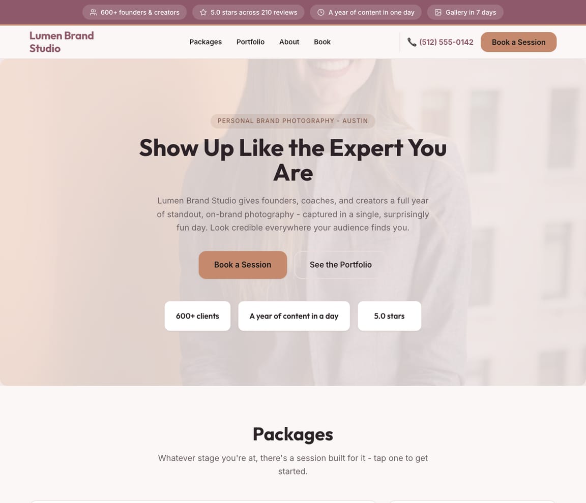 Brand Photographer website template preview