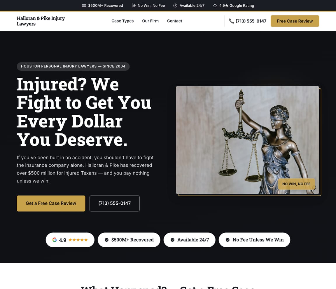Personal Injury Lawyer website template preview