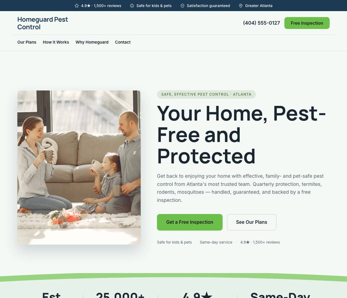 Pest Control website template preview