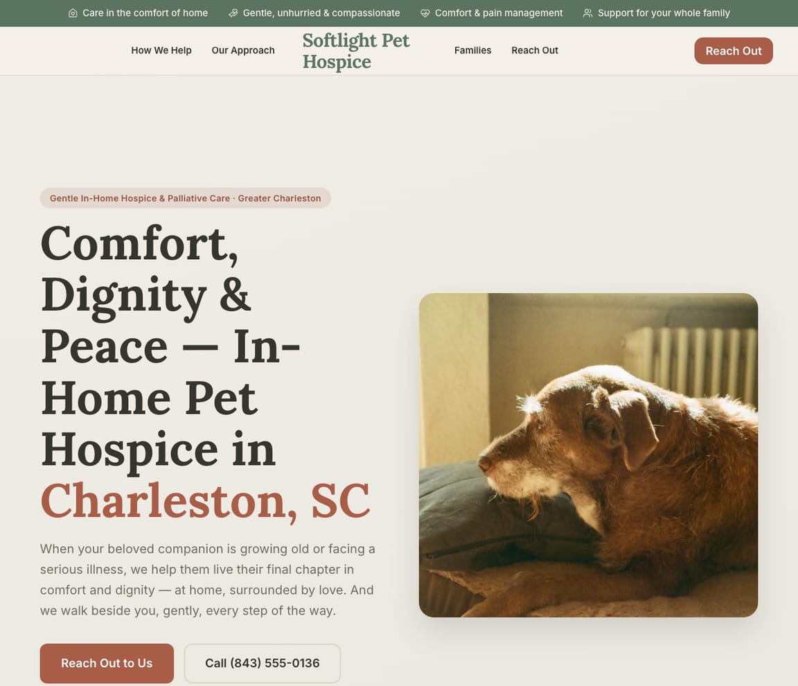 Pet Hospice & End-of-Life Care website template preview