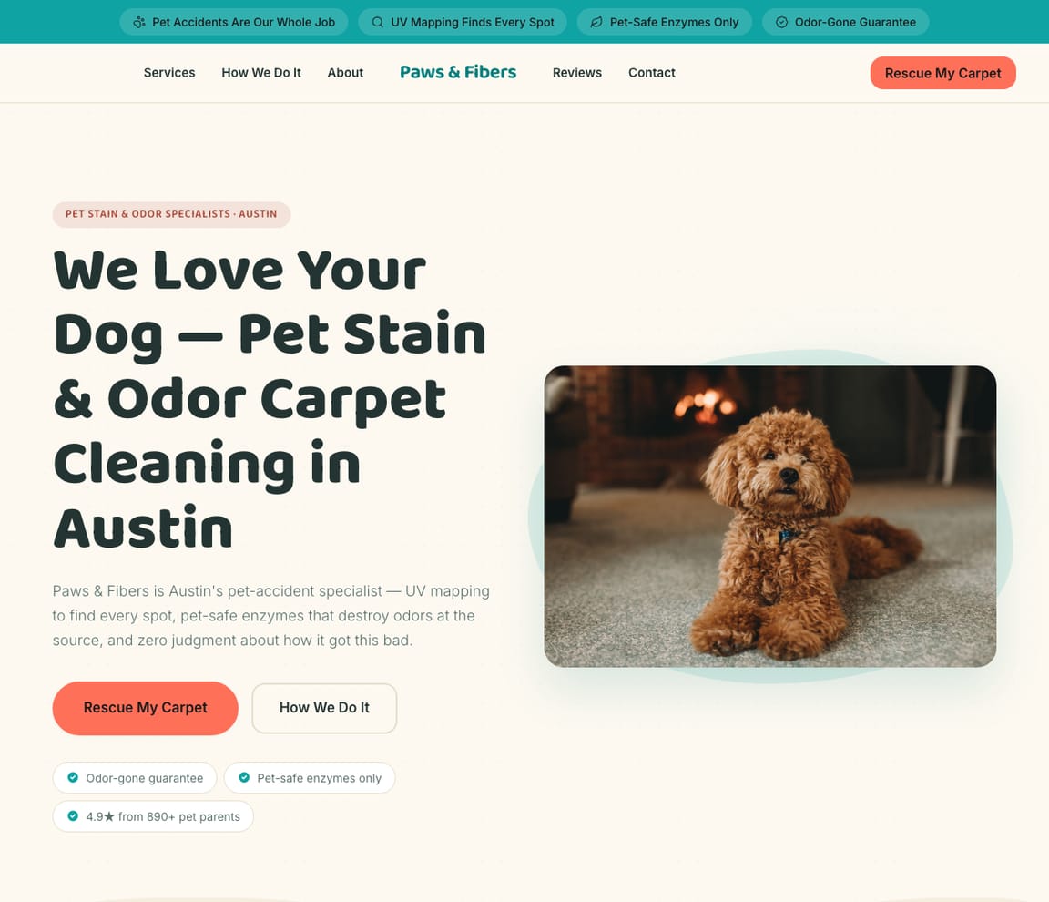 Pet Stain Specialist website template preview