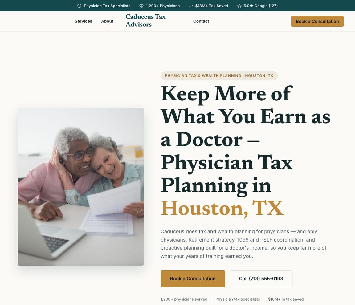 Physician & High-Income Tax website template preview