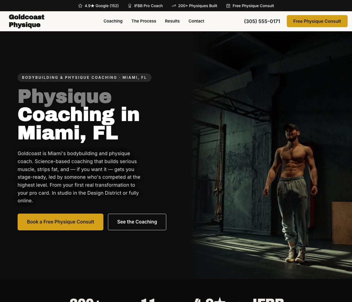 Physique & Bodybuilding Coach website template preview