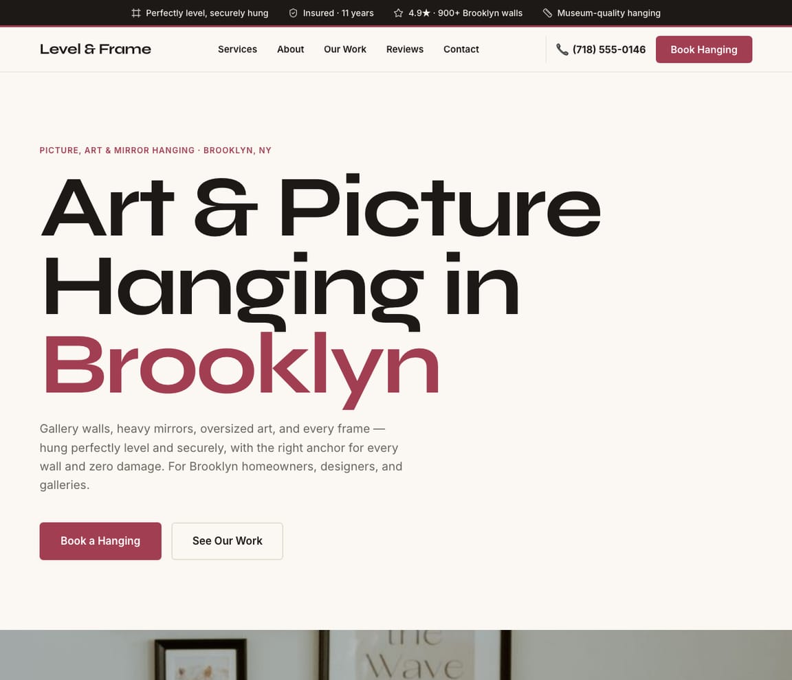 Picture & Art Hanging website template preview