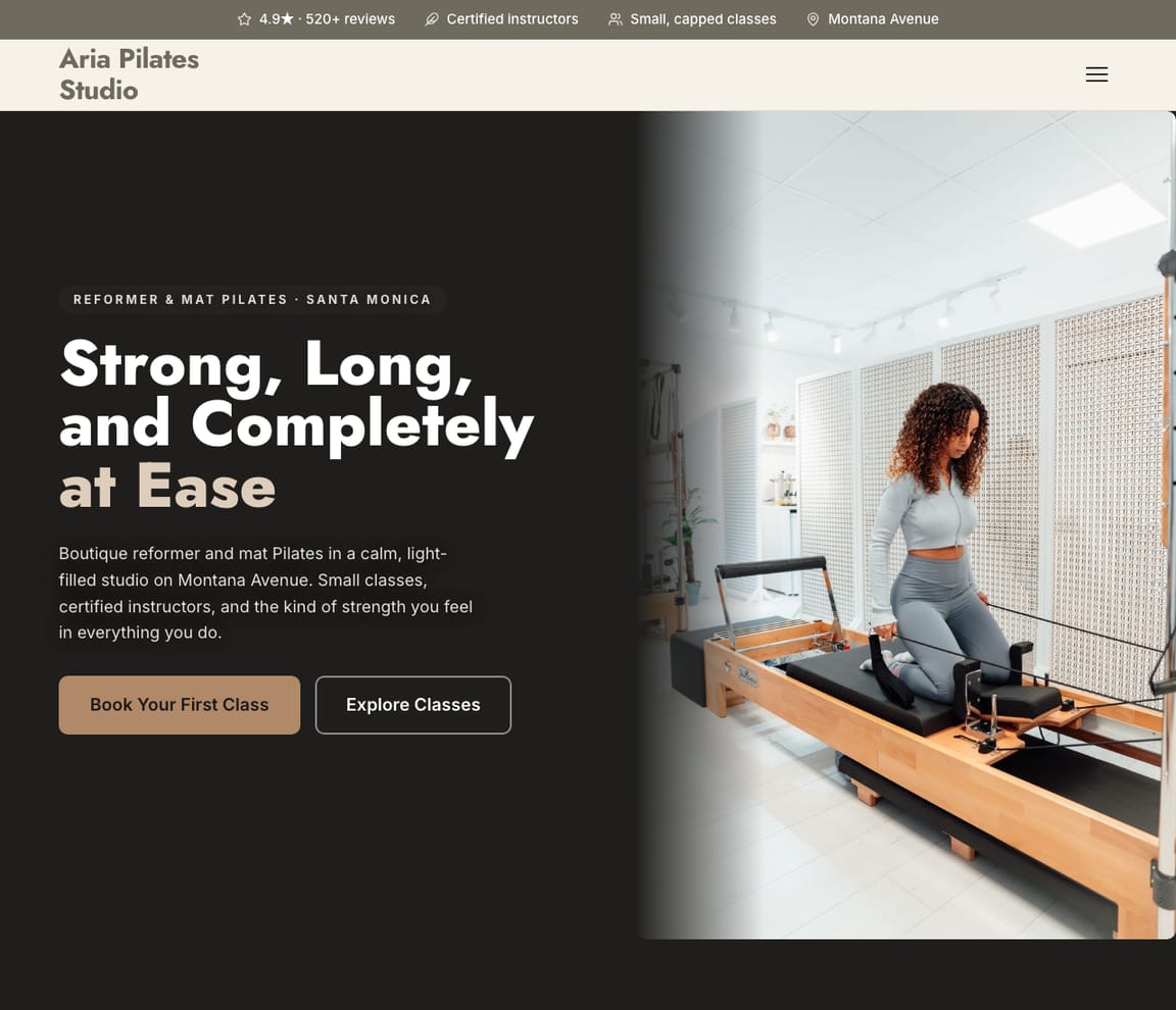 Pilates website template