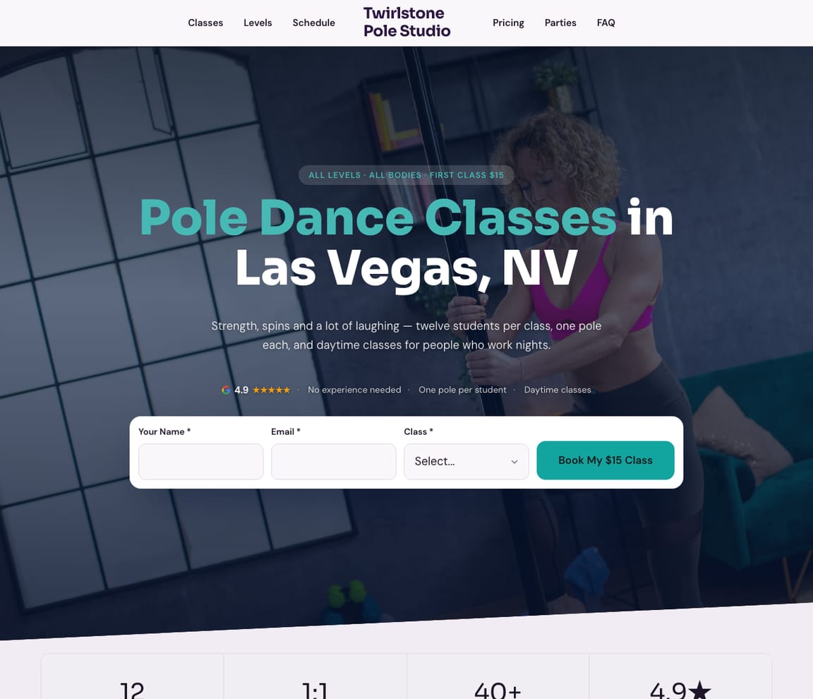 Pole Fitness Studio website template preview