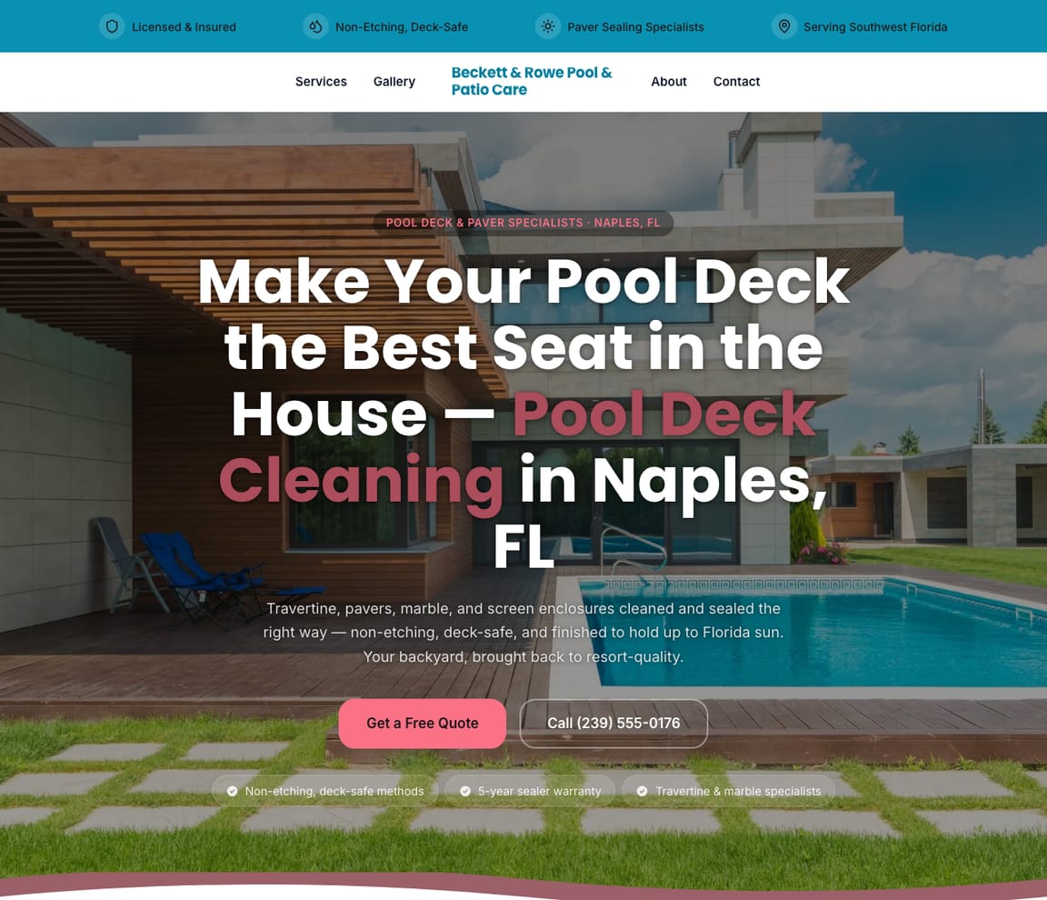Pool Deck & Patio Cleaning website template preview