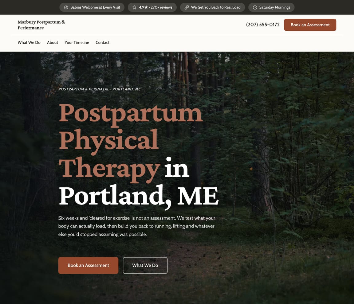 Postpartum Physical Therapy website template preview