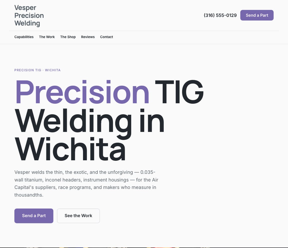 Precision Welding website template preview