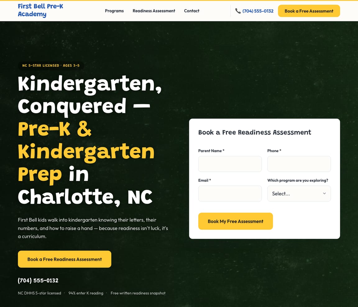 Pre-K / Kindergarten Prep Academy website template preview