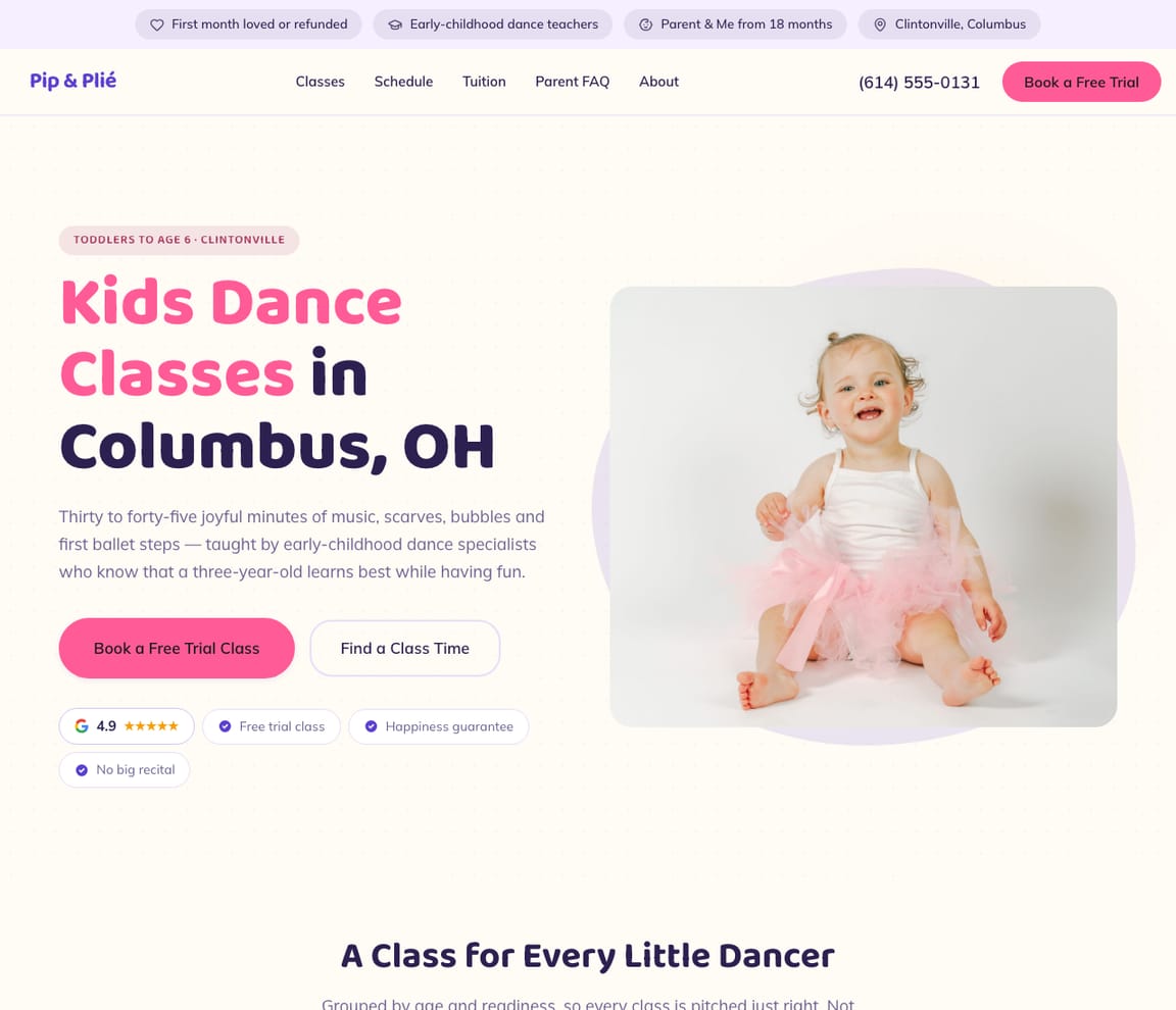Toddler & Preschool Dance website template preview