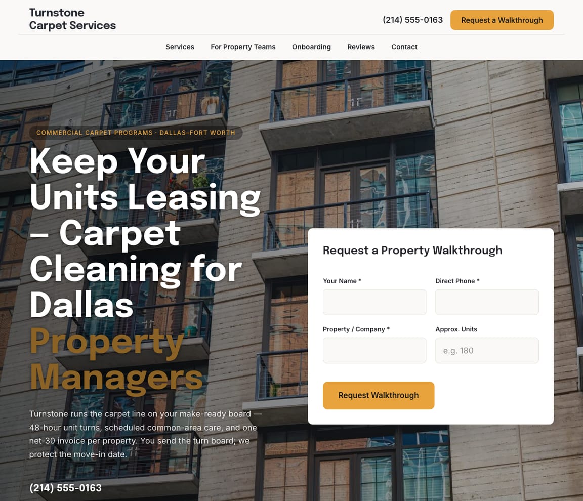 Property Carpet Cleaning website template preview