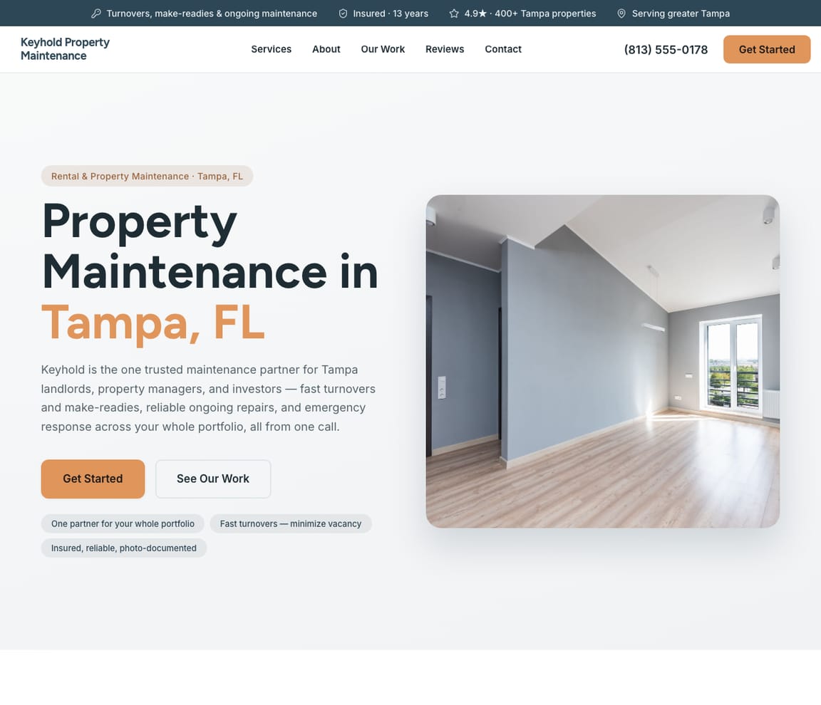 Rental & Property Maintenance website template preview