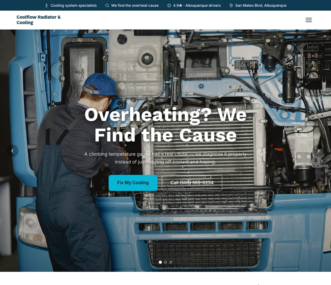 Radiator & Cooling website template preview