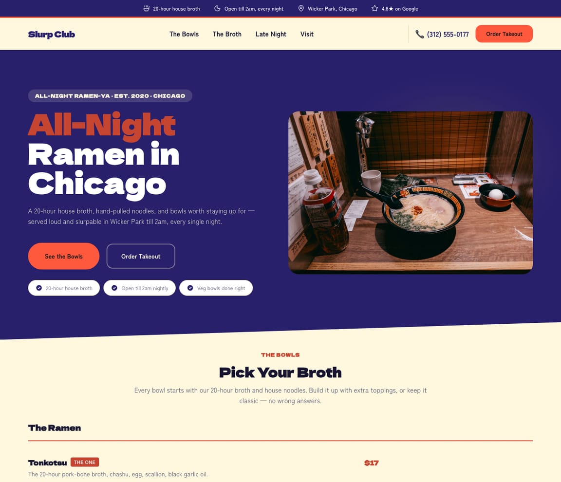 Ramen Shop website template preview