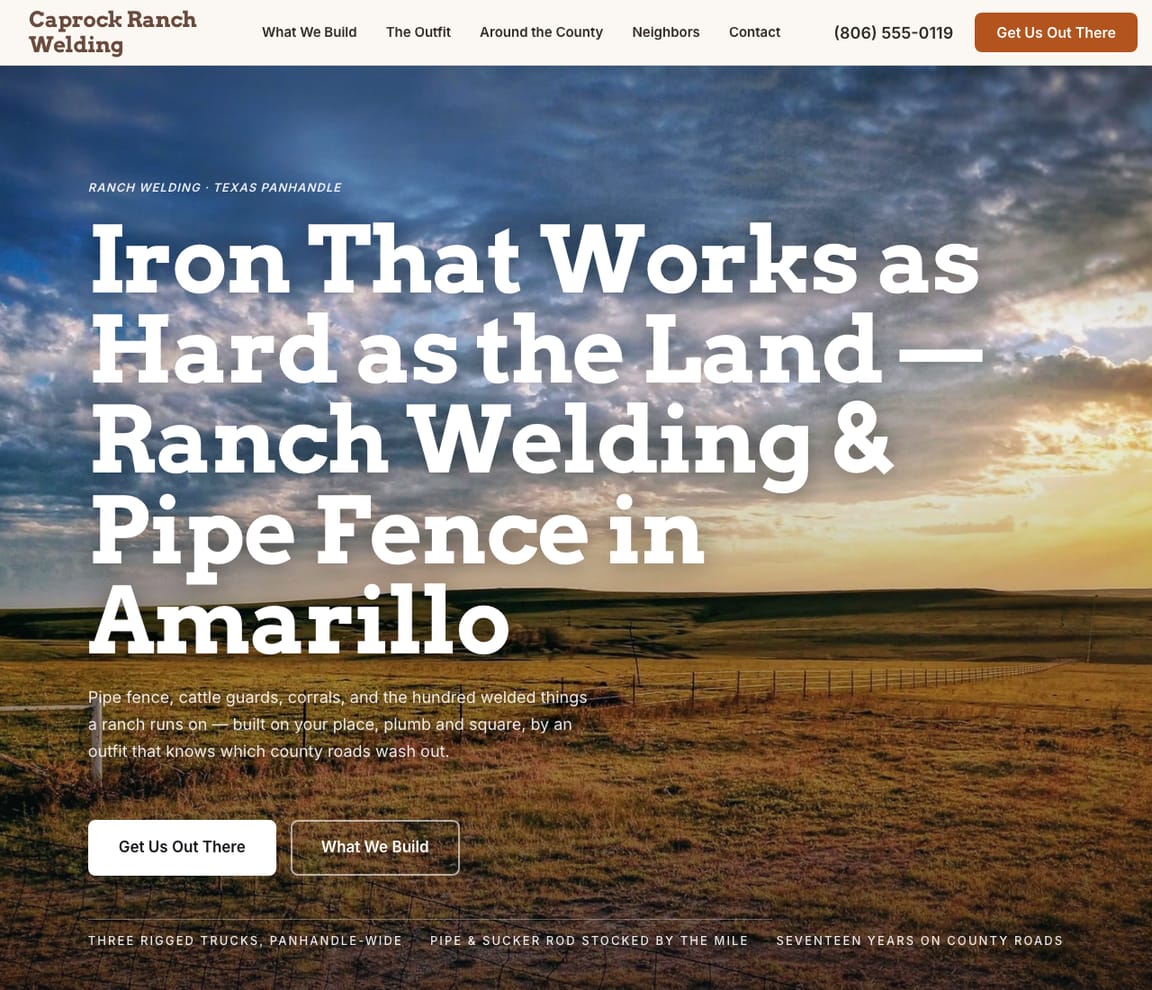Ranch Welding website template preview