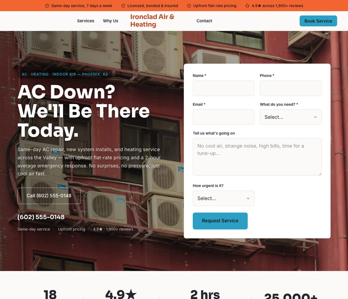 HVAC Company website template preview