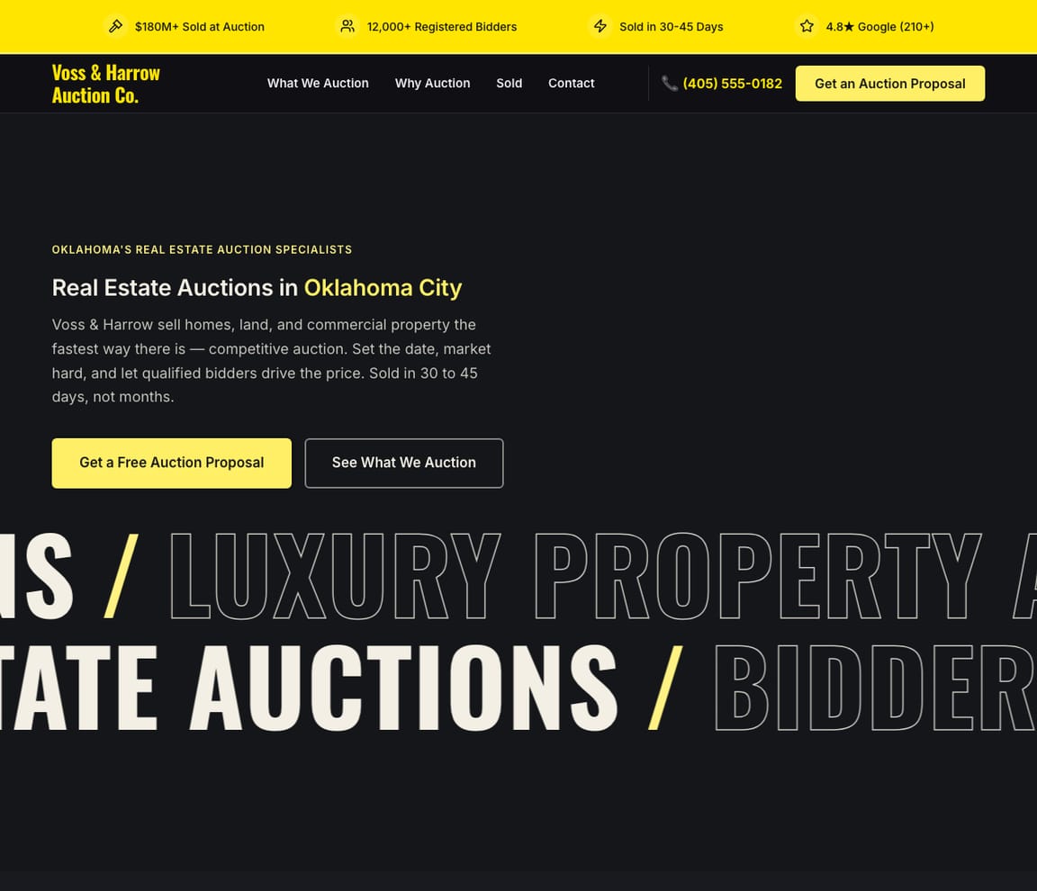 Real Estate Auction Specialist website template preview