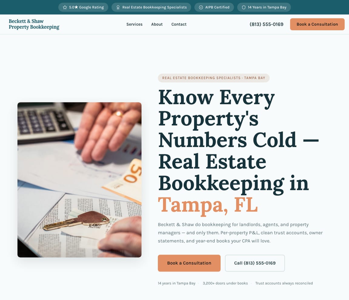 Real Estate Bookkeeping website template preview