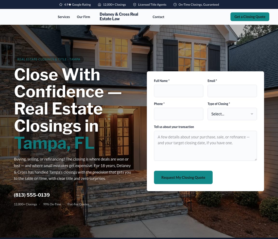 Real Estate Closing Attorney website template preview