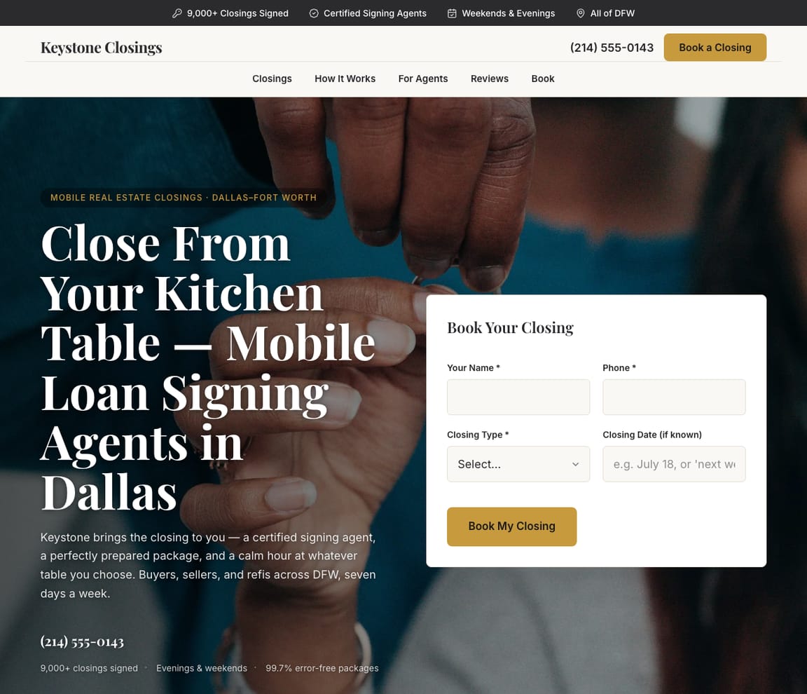 Real Estate Closings website template preview