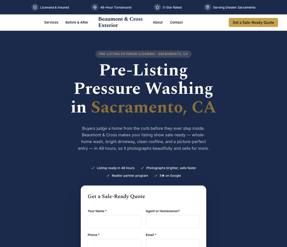 Real-Estate Pre-Listing website template preview