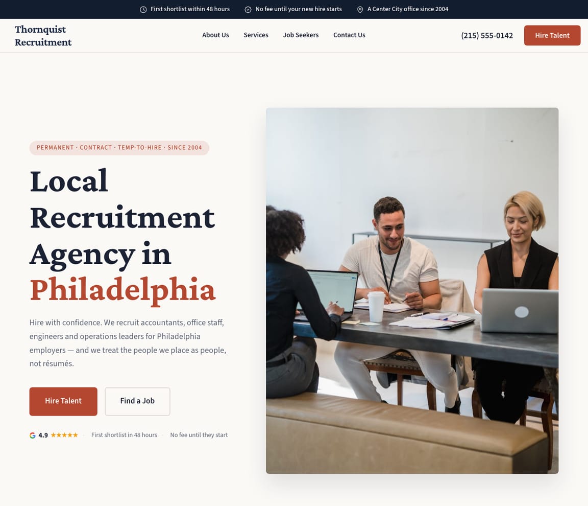 Classic Recruitment Agency website template preview