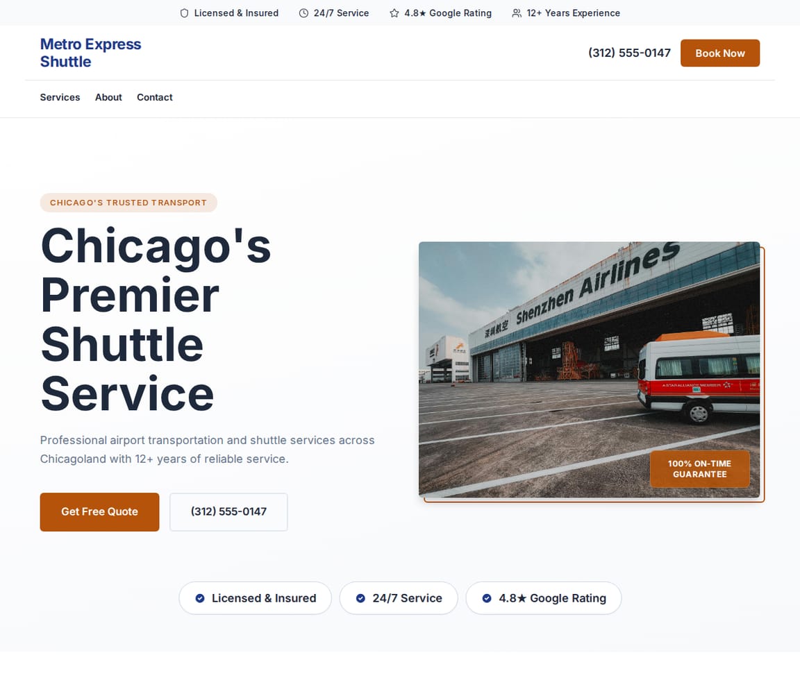 Transportation website template preview