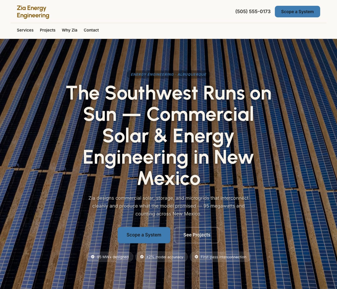 Renewable Energy Engineering website template preview