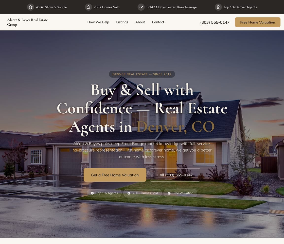 Residential Real Estate Agent website template preview