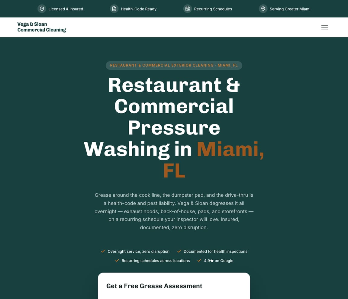 Restaurant & Commercial Kitchen website template preview